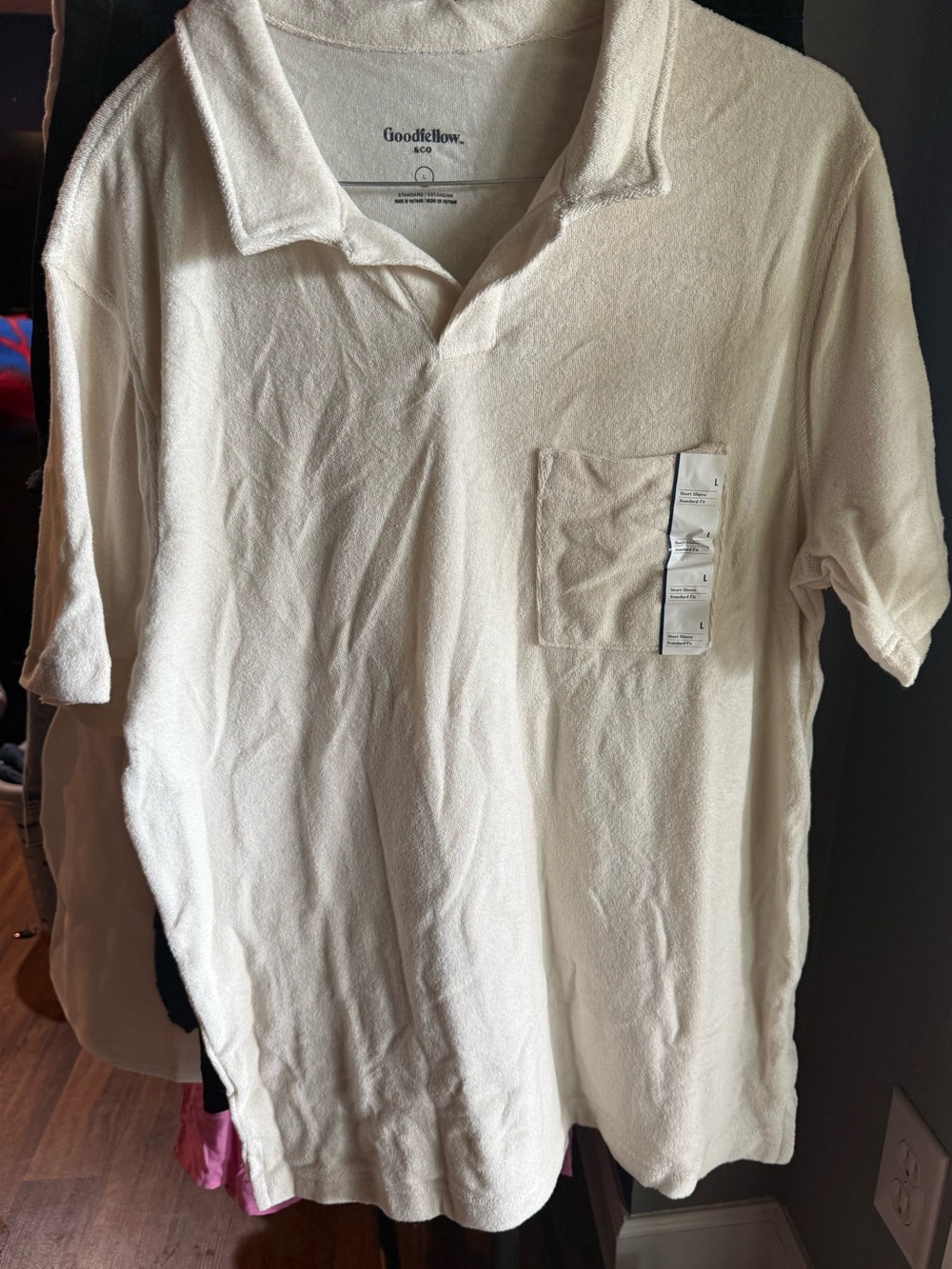 Goodfellow & Co Men's Cream Terry Polo with Chest Pocket
